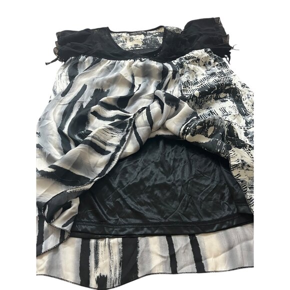 Forla Paris Dress Womens Small Black Abstract Short Sleeve Artsy Mod Boho City - Picture 6 of 11